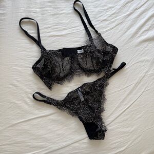 Black Sheer Lace Bra Set